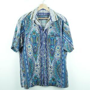 Tropicana Mens M L Hawaiian Shirt Vintage FLAWS Blue MCM Tiki Retro Summer Beach